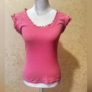 Pink Ruffle Sleeve Women's Top